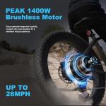 ACTBEST Ranger Electric Bike for Adults,26"*4"Fat Tire Electric Mountain Bike with Peak 1400W Motor,Up to 65 Miles,624Wh Removable Built-in Battery Electric Bicycle,7-Speed Fork Suspension Ebikes,BFR