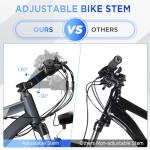 Funhang Electric Bike for Adults, 26'' 1000W Peak Ebike, Up to 50 Miles 21.7MPH Electric Mountain Bike with 48V 374.4WH Removable Battery, Adjustable Stem, Fenders, Lockable Suspension Fork, 21-Speed