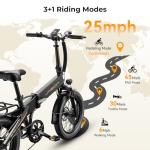 Electric Bike for Adults with Peak 1000W Motor up to 25Mph EBS Ebike, Built-in 48V Removable Battery up to 55 Max Miles Folding Ebike, Aluminum 20'' Fat Tire Electric Bicycle