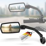 WITTKOP Bike mirror | Large HD field of vision | 360° rotatable & foldable | Mounting above & below | Break-proof & durable | ebike accessories, bike mirror handlebar mount, bicycle mirrors