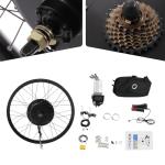 27.5Inch Electric Bicycle Conversion Kit, 72V 2000W E-Bike Rear Wheel Hub Motor with Mutifunction LCD Display & Pedal Assistant Sensor, 60N.M 7-Speed Flywheel E-Bike Conversion Set US Stock