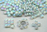 CHICSHIS 335pcs Crystal White Iridescent Mosaic Tiles, 0.4' Mini Square Glass Tiles for Mosaic Craft, 300G Smooth Edge Glass Pieces for Mosaic Making Supplies