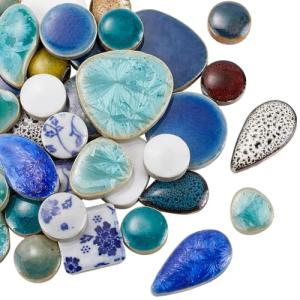 SOFPLATE 1 Box Broken Ceramic Tile Irregular Mosaic Tiles Bulk Mixed Shapes Colorful Porcelain China Tiles Pieces for DIY Crafts Plates Flowerpots Vases Cups Home Decor Mosaic Arts Supplies