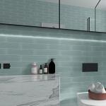 Lovdeco Light Green Water Wave Glass Subway Tile, 3 x 12 Inch, 4 Sq Ft, Backsplash for Bathroom Kitchen Wall, 16-Pack