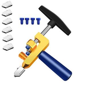 Szliyands Glass Tile Cutter, New Design 2 in 1 Glass Cutting Tool with Extra 6 Cutter Blades Glass Tile Cutter for Glass, Mirror, Ceramic Tile, Glazed Tiles