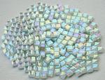 CHICSHIS 335pcs Crystal White Iridescent Mosaic Tiles, 0.4' Mini Square Glass Tiles for Mosaic Craft, 300G Smooth Edge Glass Pieces for Mosaic Making Supplies