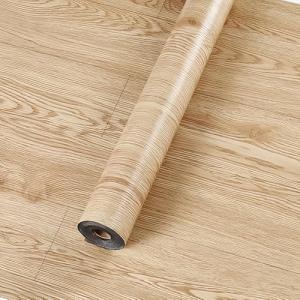 FOGZUVR 15.7'' Wide Vinyl Flooring Roll 12.86 Sq.ft Self-Adhesive, Wood Grain Floor Tiles Peel and Stick Waterproof Floor Stickers Durable Easy Install for Bathroom&Kitchen(Yellow, 118''x15.7'')