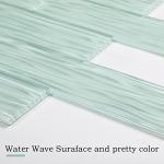 Lovdeco Light Green Water Wave Glass Subway Tile, 3 x 12 Inch, 4 Sq Ft, Backsplash for Bathroom Kitchen Wall, 16-Pack