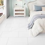 STICKEEP White Peel and Stick Floor Tile Sheet 12"x24" Linoleum Vinyl Flooring Rolls Peel and Stick Bathroom Waterproof Floor Tile Self Adhesive Flooring Tiles for Kitchen Bedroom Living Room4 PCS