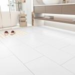 STICKEEP White Peel and Stick Floor Tile Sheet 12"x24" Linoleum Vinyl Flooring Rolls Peel and Stick Bathroom Waterproof Floor Tile Self Adhesive Flooring Tiles for Kitchen Bedroom Living Room4 PCS
