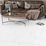 STICKEEP White Peel and Stick Floor Tile Sheet 12"x24" Linoleum Vinyl Flooring Rolls Peel and Stick Bathroom Waterproof Floor Tile Self Adhesive Flooring Tiles for Kitchen Bedroom Living Room4 PCS