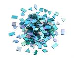Lanyani Iridescent Mosaic Glass Tiles 200 Pieces Bulk Stained Glass Tile for Mosaic Crafts, 4 Shapes Assortment,Transparent Blue