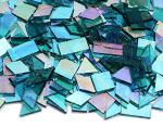 Lanyani Iridescent Mosaic Glass Tiles 200 Pieces Bulk Stained Glass Tile for Mosaic Crafts, 4 Shapes Assortment,Transparent Blue