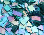 Lanyani Iridescent Mosaic Glass Tiles 200 Pieces Bulk Stained Glass Tile for Mosaic Crafts, 4 Shapes Assortment,Transparent Blue