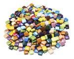Lanyani 2 Pounds Vibrant Glass Mosaic Tiles for Arts and Crafts, Colorful Bulk Loose Mosaic Glass Pieces Square Stone Tiles, 1/2 inch, 500 Pcs