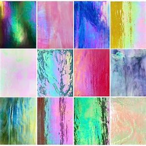 ILLUCKAI12 Sheets Iridescent Stained Glass Sheet, 4 x 6 inch Rainbow Iridized Glass Mosaic Tiles for Crafts, Stained Glass Supplies for Art Glass Projects and Mosaics