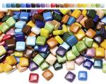 Lanyani 2 Pounds Vibrant Glass Mosaic Tiles for Arts and Crafts, Colorful Bulk Loose Mosaic Glass Pieces Square Stone Tiles, 1/2 inch, 500 Pcs
