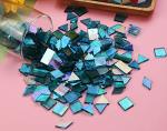 Lanyani Iridescent Mosaic Glass Tiles 200 Pieces Bulk Stained Glass Tile for Mosaic Crafts, 4 Shapes Assortment,Transparent Blue