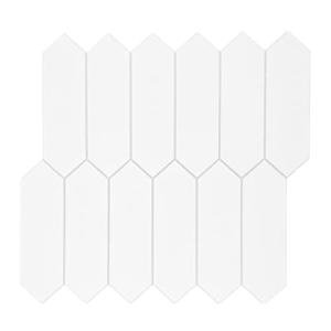 SUNWINGS Backsplash for Kitchen Peel and Stick, Stone Composite Self Adhesive Tiles Long Hexagon Mosaic Wall Tile, 12 Inch x 11.22 Inch 10 Sheets White