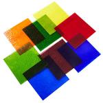 MaxGrain 6x6 inch Rainbow Transparent Textured Stained Glass Sheets Colored Cathedral Glass Packs, 8 Sheets Variety Bright Colors