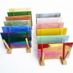 ILLUCKAI12 Sheets Iridescent Stained Glass Sheet, 4 x 6 inch Rainbow Iridized Glass Mosaic Tiles for Crafts, Stained Glass Supplies for Art Glass Projects and Mosaics