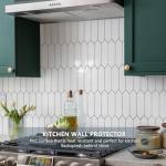 Vamos Tile Glossy White Backsplash Tile Peel and Stick, 12.8 x 12.8 Inch 10 Sheets Long Hexagon PVC Self Adhesive Mosaic Wall Tiles Stick on Backsplash for Kitchen and Bathroom