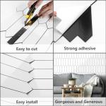Vamos Tile Glossy White Backsplash Tile Peel and Stick, 12.8 x 12.8 Inch 10 Sheets Long Hexagon PVC Self Adhesive Mosaic Wall Tiles Stick on Backsplash for Kitchen and Bathroom