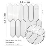 Vamos Tile Glossy White Backsplash Tile Peel and Stick, 12.8 x 12.8 Inch 10 Sheets Long Hexagon PVC Self Adhesive Mosaic Wall Tiles Stick on Backsplash for Kitchen and Bathroom