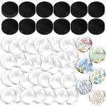 72 Pieces Craft Magnets Glass Ceramic Ferrite Magnet with Adhesive Backing and Transparent Clear Glass Cabochons for DIY Craft Fridge Refrigerator Pendants(1 Inch,Round)