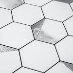 DICOFUN 10-Sheet Hexagon Tile Peel and Stick Backsplash, White Marble Look PVC Mixed Silver Metal Mosaic Tiles for Kitchen and Bathroom