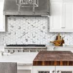 DICOFUN 10-Sheet Hexagon Tile Peel and Stick Backsplash, White Marble Look PVC Mixed Silver Metal Mosaic Tiles for Kitchen and Bathroom