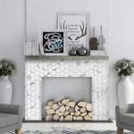 DICOFUN 10-Sheet Hexagon Tile Peel and Stick Backsplash, White Marble Look PVC Mixed Silver Metal Mosaic Tiles for Kitchen and Bathroom