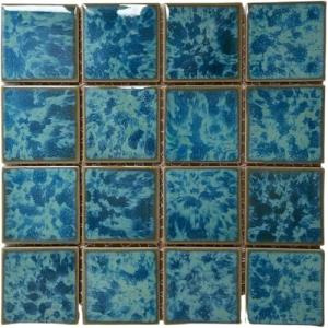 Tenedos TBHMD-3x3-PL Ocean Green Jellyfish Square Square 3x3 Porcelain Pool Mosaic Floor and Wall Tile for Backsplash, Kitchen, Bathroom, Swimming Pool (1 Sheet)