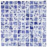 Quancru 121 Pcs Ceramic Mosaic Tiles Celadon Square 1 inch Small Tiles Blue and White Porcelain Tiles DIY Home Decor Wall Craft Indoor Outdoor Floor