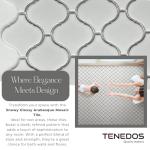 Tenedos Snowy Glossy Arabesque Porcelain Tile – 11.38" x 12.25" Sheet for Wall, Backsplash, Bathroom, Shower Accent, White Patterned Look (1 Sheet)