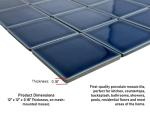 Tenedos 5 sq.ft. Navy Blue 3x3 Inches Porcelain Tile – Polished Square Mosaic for Swimming Pools, Spas, Showers, Kitchen Countertops, Bathroom Walls & Backsplash