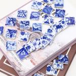 Quancru 121 Pcs Ceramic Mosaic Tiles Celadon Square 1 inch Small Tiles Blue and White Porcelain Tiles DIY Home Decor Wall Craft Indoor Outdoor Floor