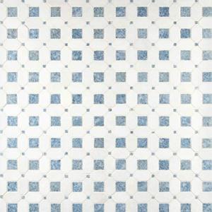 MSI Azula Hatchwork 12 in. x 12 in. Geometric Squares Polished Marble Mesh-Mounted Mosaic Wall Tile for Bathroom, Floor Tile and Kitchen Backsplash, White, Blue