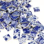 Quancru 121 Pcs Ceramic Mosaic Tiles Celadon Square 1 inch Small Tiles Blue and White Porcelain Tiles DIY Home Decor Wall Craft Indoor Outdoor Floor