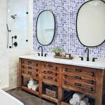 Quancru 121 Pcs Ceramic Mosaic Tiles Celadon Square 1 inch Small Tiles Blue and White Porcelain Tiles DIY Home Decor Wall Craft Indoor Outdoor Floor