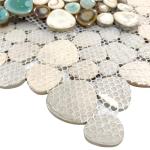 Hominter Pebble Porcelain Mosaic Glossy Mixed Aqua, Cream & Coffee Glazed Ceramic Tile for Bathroom, Shower Floor, Accent Wall, Spa Decor (10 Square Feet)
