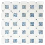 MSI Azula Hatchwork 12 in. x 12 in. Geometric Squares Polished Marble Mesh-Mounted Mosaic Wall Tile for Bathroom, Floor Tile and Kitchen Backsplash, White, Blue