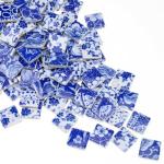 Quancru 121 Pcs Ceramic Mosaic Tiles Celadon Square 1 inch Small Tiles Blue and White Porcelain Tiles DIY Home Decor Wall Craft Indoor Outdoor Floor