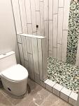 Hominter Pebble Porcelain Mosaic Glossy Mixed Aqua, Cream & Coffee Glazed Ceramic Tile for Bathroom, Shower Floor, Accent Wall, Spa Decor (10 Square Feet)