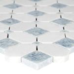 MSI Azula Hatchwork 12 in. x 12 in. Geometric Squares Polished Marble Mesh-Mounted Mosaic Wall Tile for Bathroom, Floor Tile and Kitchen Backsplash, White, Blue