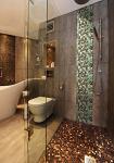 Hominter Pebble Porcelain Mosaic Glossy Mixed Aqua, Cream & Coffee Glazed Ceramic Tile for Bathroom, Shower Floor, Accent Wall, Spa Decor (10 Square Feet)