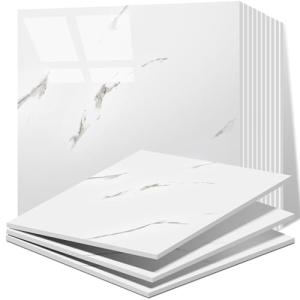 Vieshful 20pcs Peel and Stick Backsplash Tile，12"x12" Self Adhesive Marble Tile for Wall, PVC Waterproof Shower Wall Panels, Back Splash Stick on Tiles for Kitchen Bathroom Living Room (Not Real Tile)