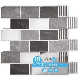 Art3d Peel and Stick Granite Wall Tiles – 12"x12" Thicker Design Backsplash, Self-Adhesive Tile for Kitchen & Bathroom Decor