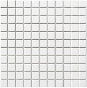 Tenedos 1x1 Square White Porcelain Mosaic Tile for Bathroom Walls, Shower, Pool, Entryway, Floor and Backsplash - Single Full Sheet, Easy Installation (1)
