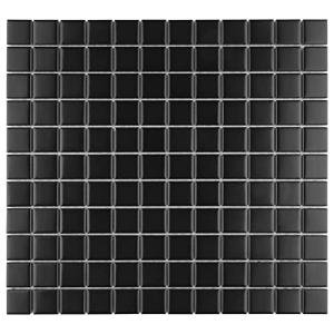 Merola Tile Metro 1" Square Matte Black 6" x 6" Porcelain Mosaic Tile Sample